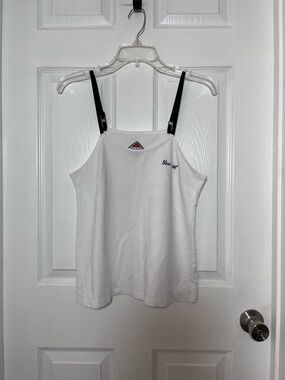 Blanc Du Nil White French Terry Camisole with Black Adjustable Straps